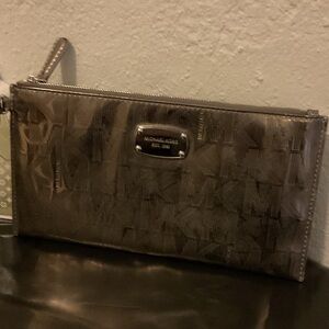 Michael Kors Metallic Gray Wristlet Clutch